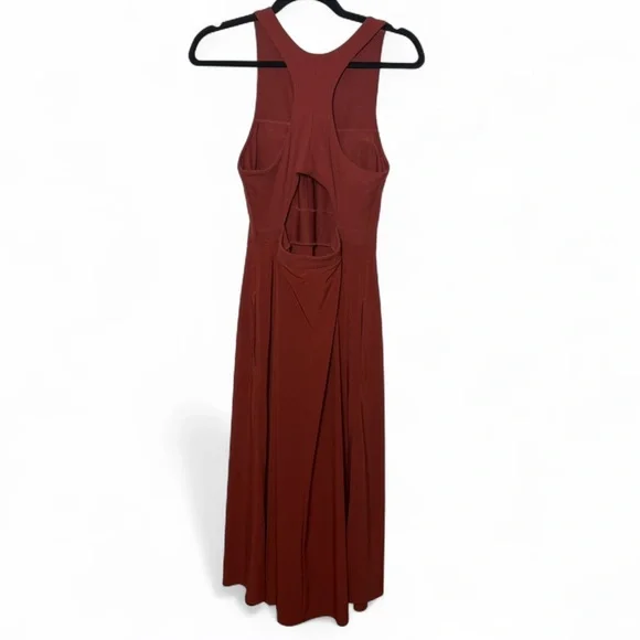 Athleta Winona Midi Support Dress Rust Red Cutout Back Pockets Size M - Picture 8 of 8